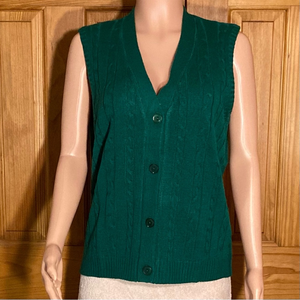 NWT Sara Morgan Vintage 90s Knit Sweater Vest Green Size L Large